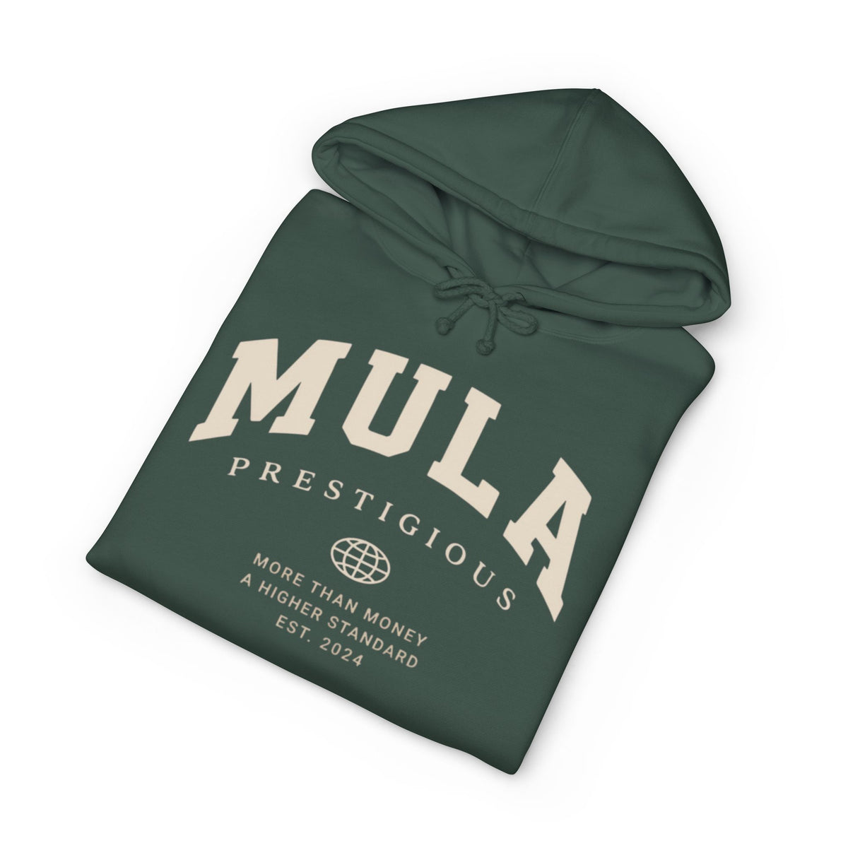 The Mula Prestige Hoodie – Minimal Beige Logo Pullover
